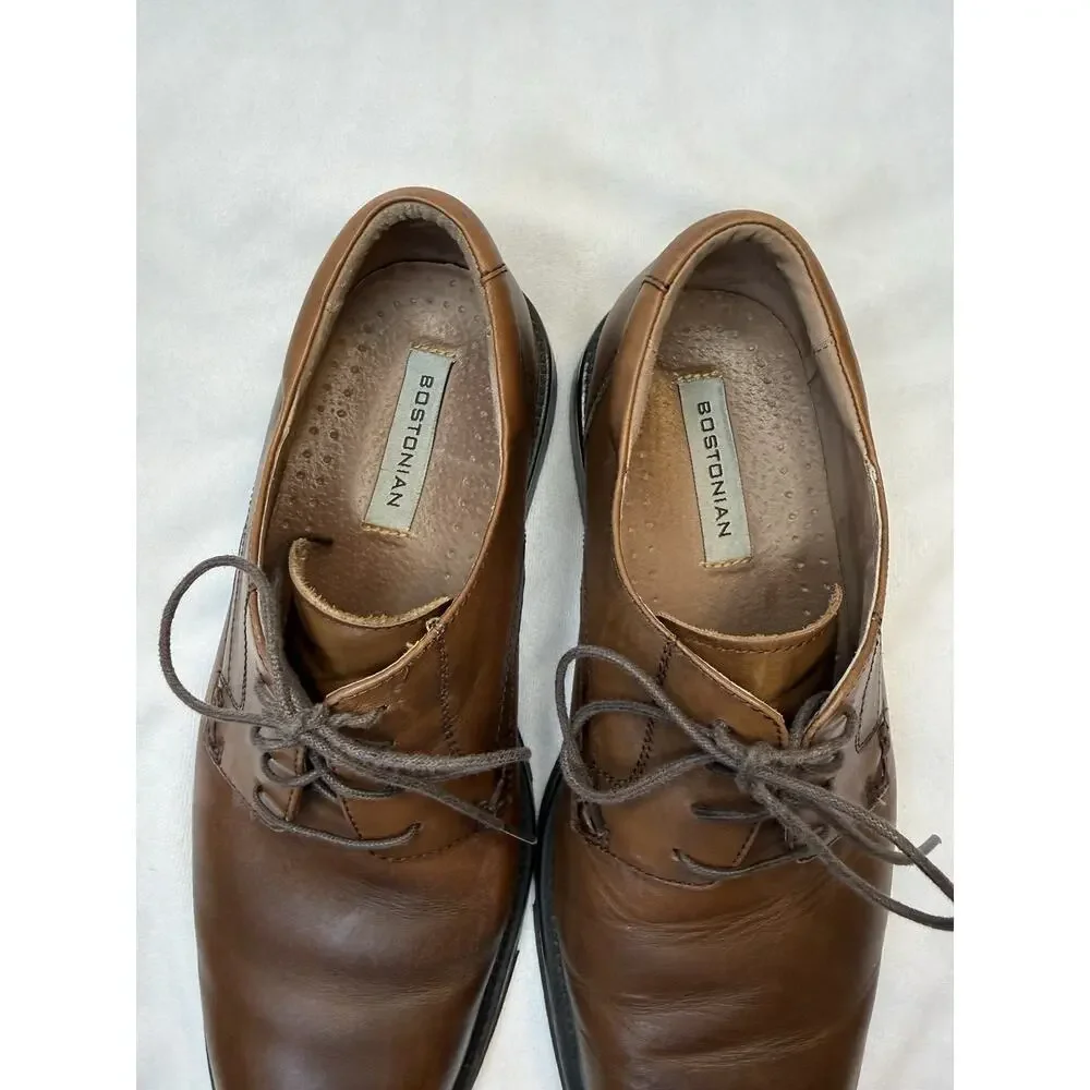 Bostonian Men's Genuine Leather Cognac Oxford Dress Shoes 9W Lace Up